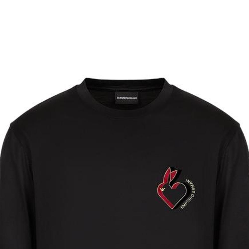 Emporio Armani SS23 Year Of The Rabbit Limited Edition Rabbit Embroidery Casual Long Sleeve T-Shirt Men Tops Black 3R1TBI-1JUVZ-0999