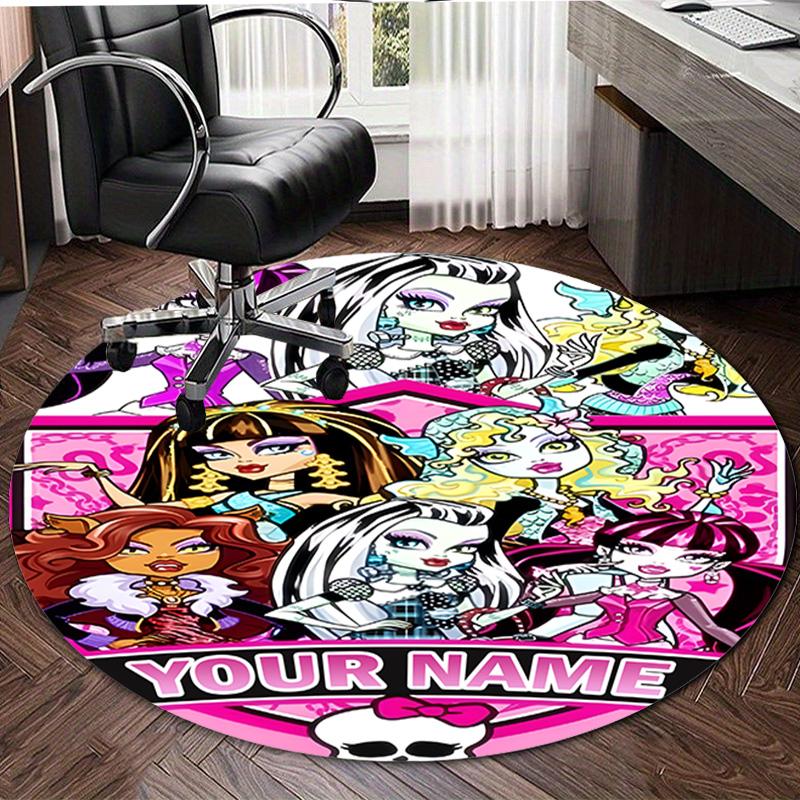 Personalized M-Monster High Draculaura Round Chair Office Rug - Perfect for Mat, Office Chair & More - Ideal Gift for Birthdays and Holidays
