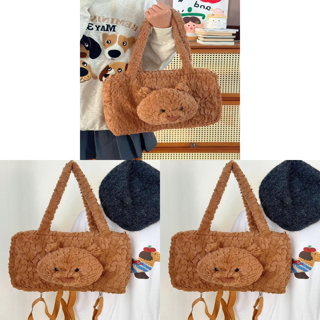 Cute Plush Bear Bag With Zipper Closure For Casual Travel And Gift Giving