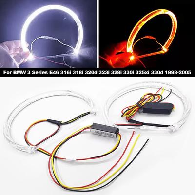 2 Pezzi Anelli LED Angel Eyes Auto Luce Diurna 131mm 146mm Luce Bianca Gialla Per Serie 3 E46 316i 318i 320d 323i 328i 330i 325xi 330d 1998-2005