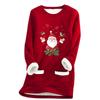 Ladies' Loose And Comfortable Round Neck Christmas Print Thick With Pockets Long Sleeved Top