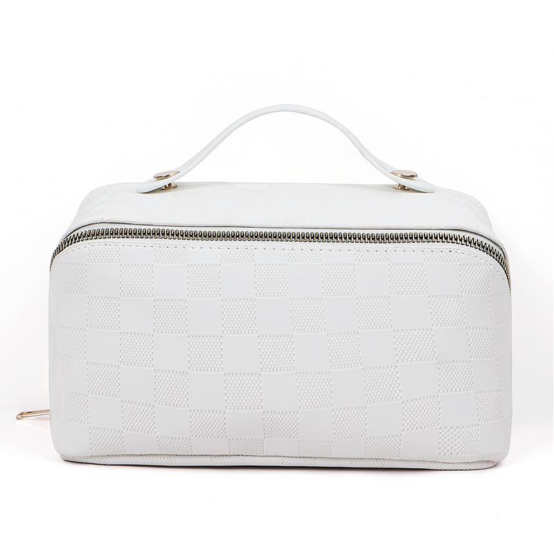Stylish Large Capacity Grid Makeup Bag Portable Travel Waterproof Bag Storage