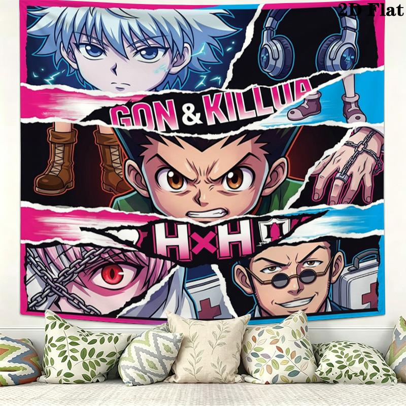 Hunter X Hunter Wall Tapestry Aesthetic Wall Hanging Printed Fabric Blanket Decorative Tapestries For Bedroom Living Room Home Decor