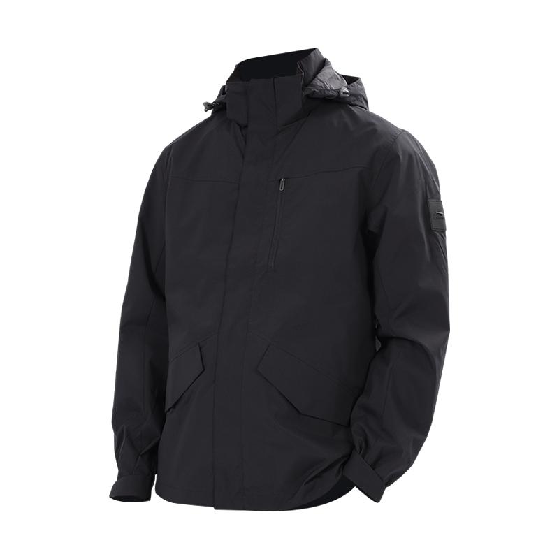 Li Ning Trench Coats Men s Black Hooded Moderate Other ASFY751-7 S