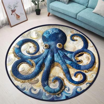 Octopus Tentacle Visual 3D Round Mat Ocean Sea Animal Round Carpet Octopus Home Rug Decor Coastal Nautical Home Decor Gift