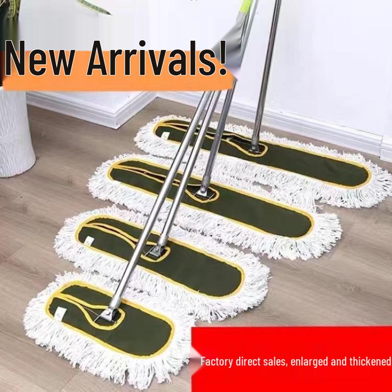 Extra-Large Cotton Yarn Floor Mop for Hotels and Malls - Long Flat Mop for Efficient Dust Cleaning