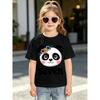 Kids Crewneck Short Sleeve Tee, Cartoon Giant Panda Print Summer Casual Top