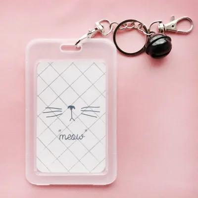 Cute Cartoon Card Cover Fashion Card Bag Bank Credit Card Holder Plastic Student ID Bus Card Pass Holder with Keyring Chain