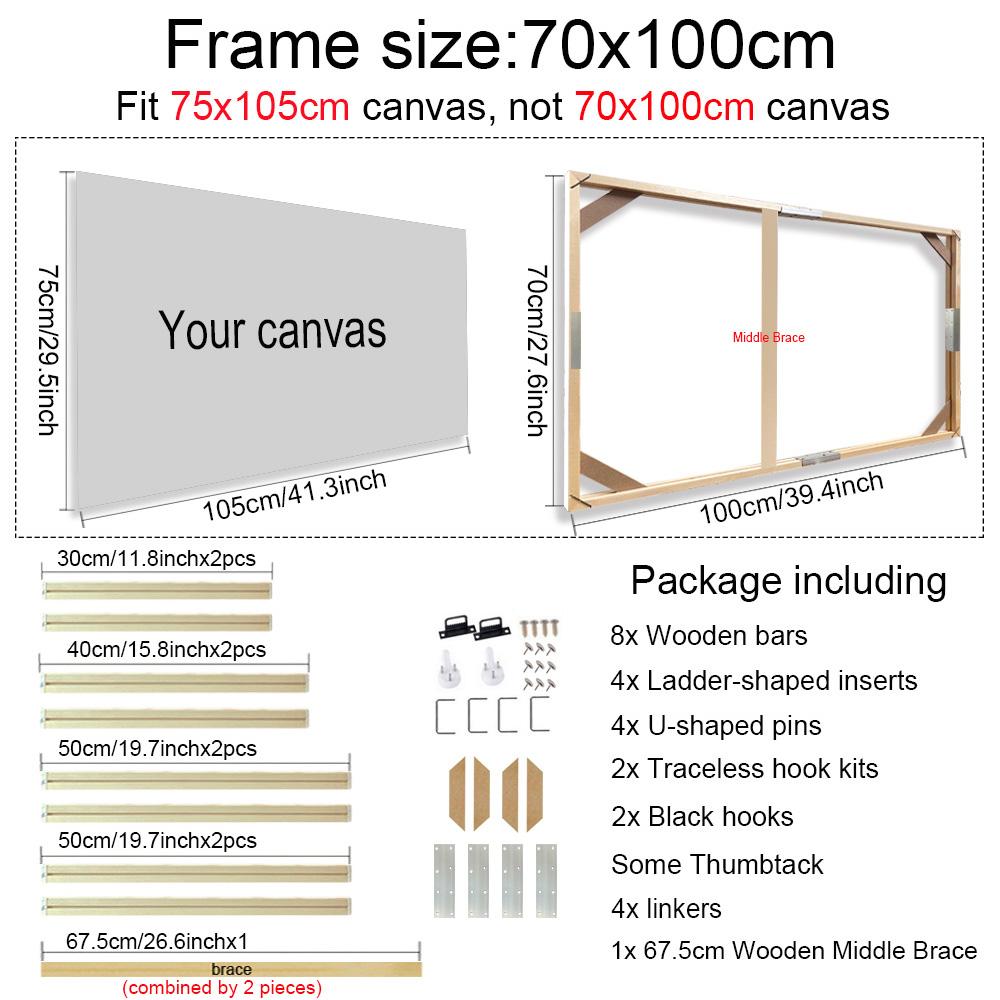 50x70 60x90 60x120cm Canvas Frame Wooden Frames Wooden Photo Oil Painting Canvas Diamond Painting Frames Canvas Wood Wall Frame
