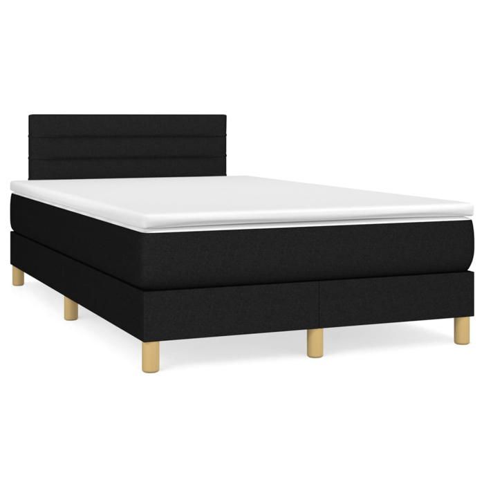 Maison Exclusive - Sommier à lattes de lit avec matelas noir 120x190 cm tissu