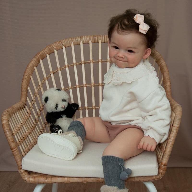 NPK 60cm Smiling Dimple Baby Doll with Hand-Rooted Hair - Raya Model 60cm Cloth Body