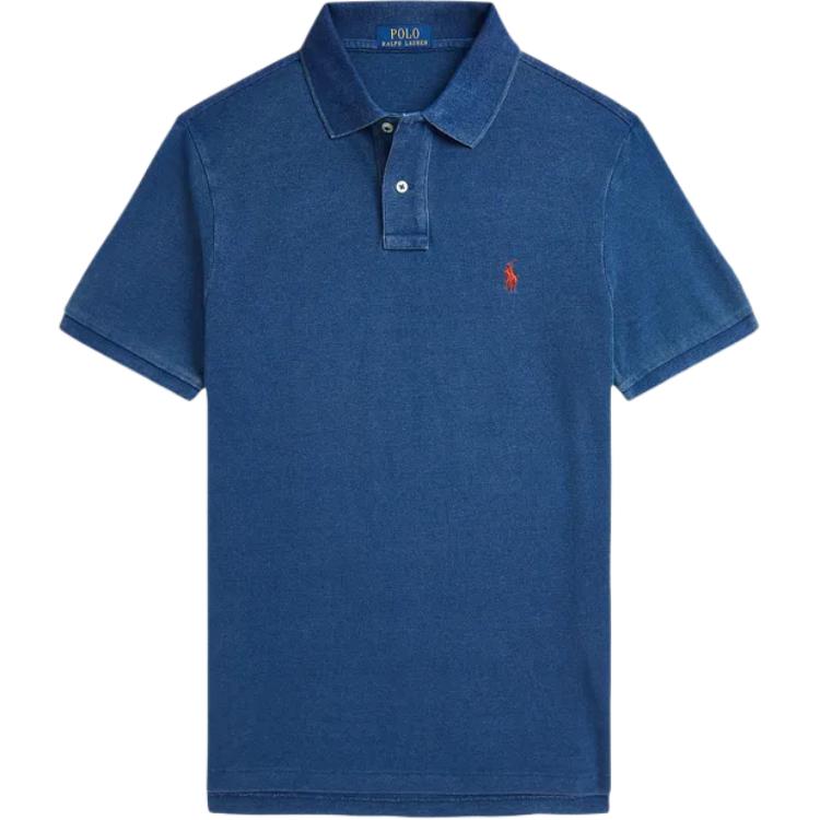 Polo Ralph Lauren Logo Embroidered Slim Fit Polo Shirt Men Tops Denim-Blue 710970582-002