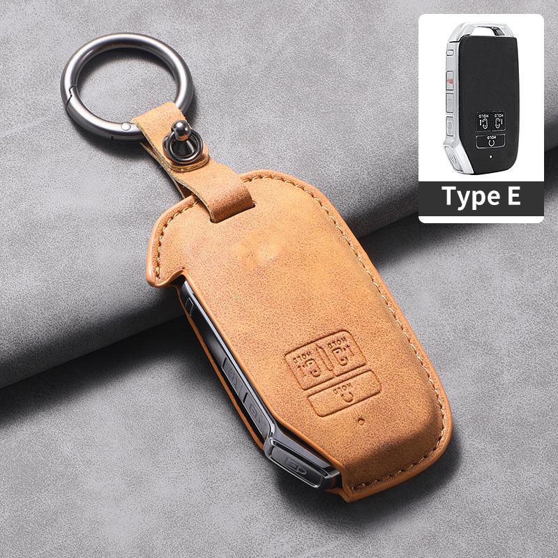 7 Bottons Leather Car Key Case Fob Cover For Kia Carnival K7 2021 2022 Car Remote Key Case Cover Shell Fob Keychian Accessories