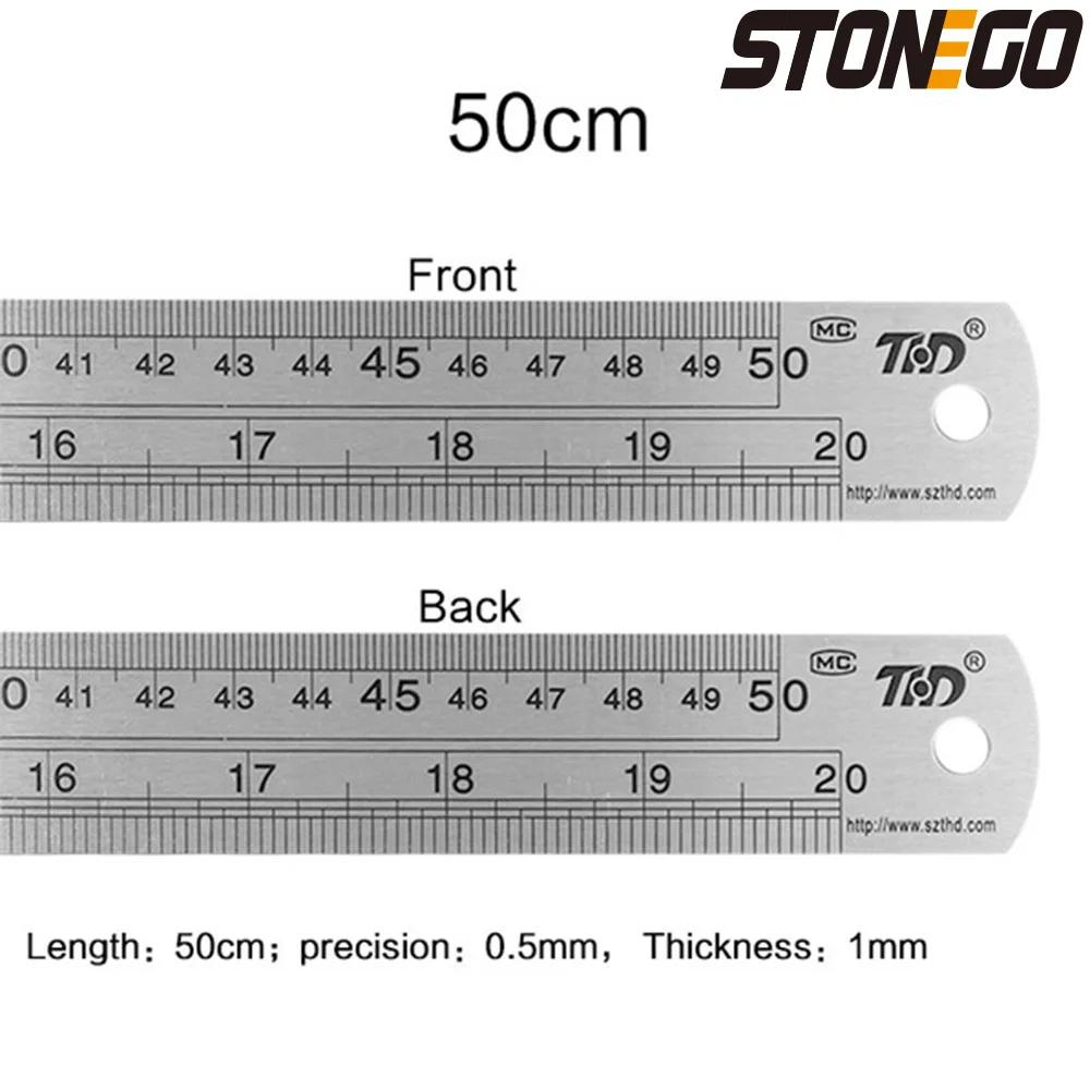 Stainless Steel Ruler Set 6 8 12 16 20 Inch Metal Rulers High Precision Double-Sided Graduation Scale Office Drawing Tools