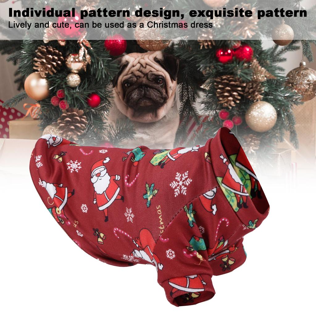 Pet Sweater Red Santa Lovely Cartoon Printing Warm Dog Christmas Clothes for Small Pet Christmas Costume
