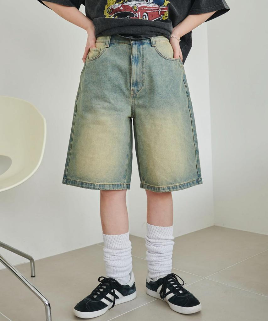 WEGO Vintage Wash Denim Veľkosť Svetlý Denimový Povrch Dámske Šortky, M,
