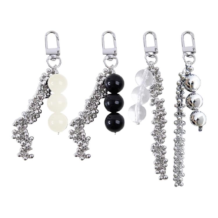 Fashion Forward Keychain Accessory Stylish Beads Keyring Pendant Key Fob Bag Decorative Charm with Fringe Detailing