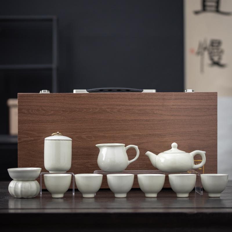 Ru Kung Fu Teegeschirr Haushalt Keramik Teekanne Teetasse Öffnungsfolie Kann Strahl Anheben Topfdeckel Schale Geschenkbox
