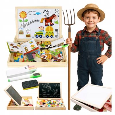 Educational Wooden Eco Magnetic Board Puzzle Farm 107 Elements