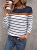 Damen T-Shirt 3D Streifen Colorblock Print Mode Langarm Rundhals Regular Top Feiertagswochenende Frühling und Herbst