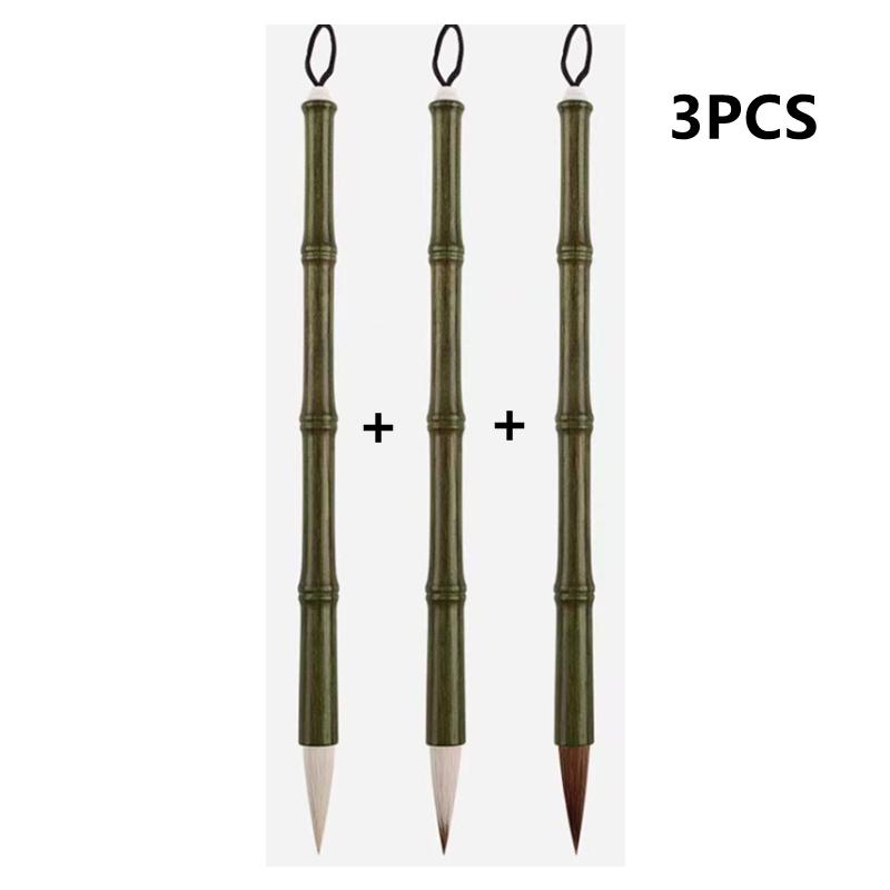 

3Pcs Chinese Calligraphy Brushes Watercolor Oil Painting Wolf Hair Scriptures Writing Brush Wood Art Paint Brush Artist