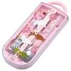 Skater Lunch Box Trio and Antibacterial Made In Moomin Anime for TACC2AG Kids' Set, Chopsticks, Spoon, Fork, Cutlery, Easy-Open Slide-Open Design,