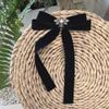 Luxury Double-Sided Velvet Bow Brooch with Pearl and Floral Accent