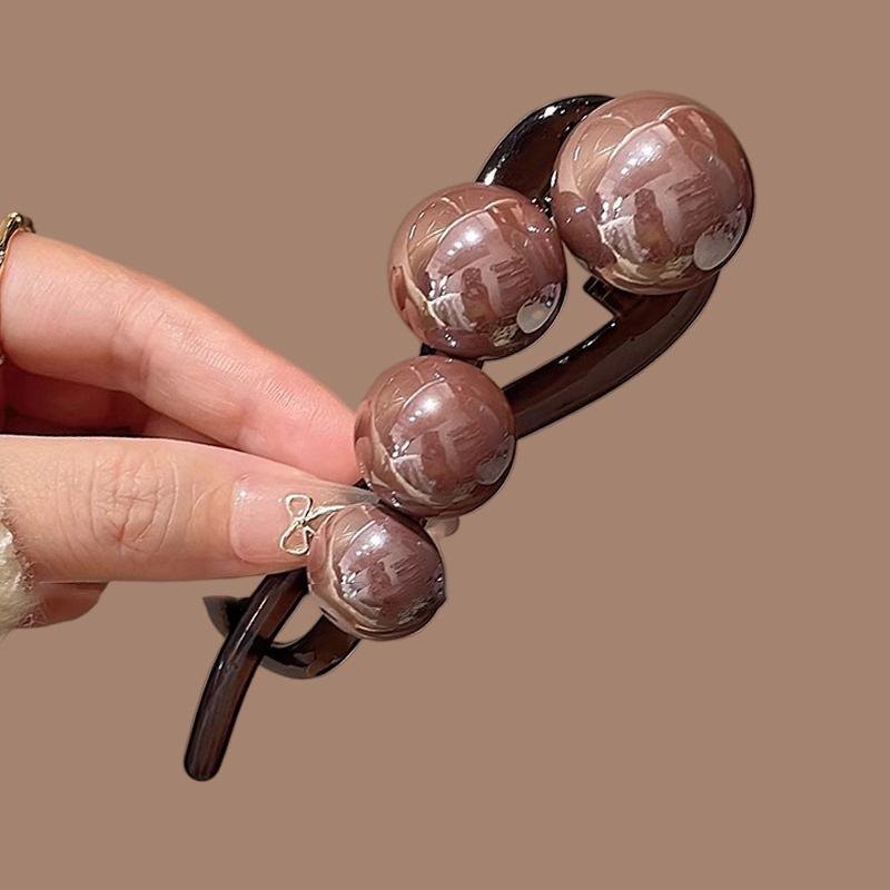 2024 Women's High-End Khaki Flower Claw Clip: Elegant Twist Hairpin for Back of Head