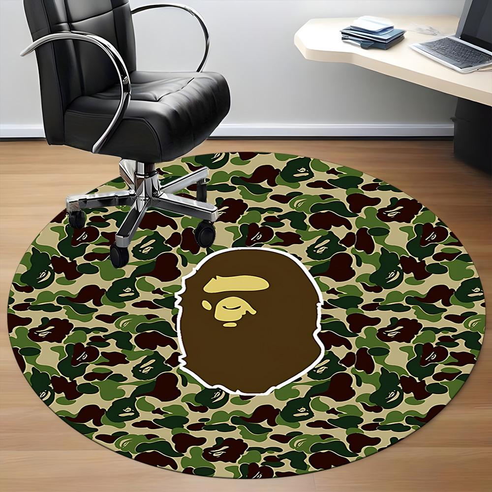 

1 шт. Круглий килимок BAPE Logo для офісу, нековзкий, м який та міцний офісний килимок для декору інтер єру, ідеально підходить для офісу, красива прикраса 120cm