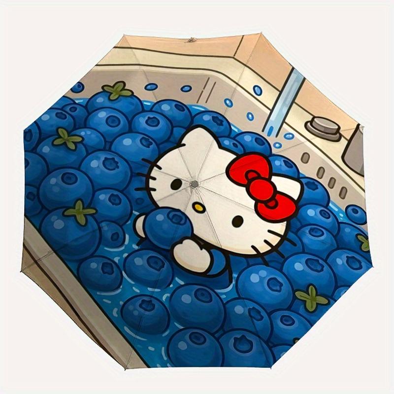 

1pc Hello Kitty Blueberry Automatic Open/close Folding Portable Umbrella with 8-Rib Structure for Women/Men, All-Season Use a0901098