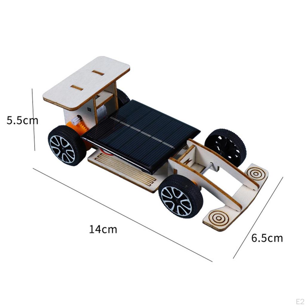 Solar Race Car Toy Building Kits Assembly Crafts Wooden Vehicle Model Experiment Project 3D