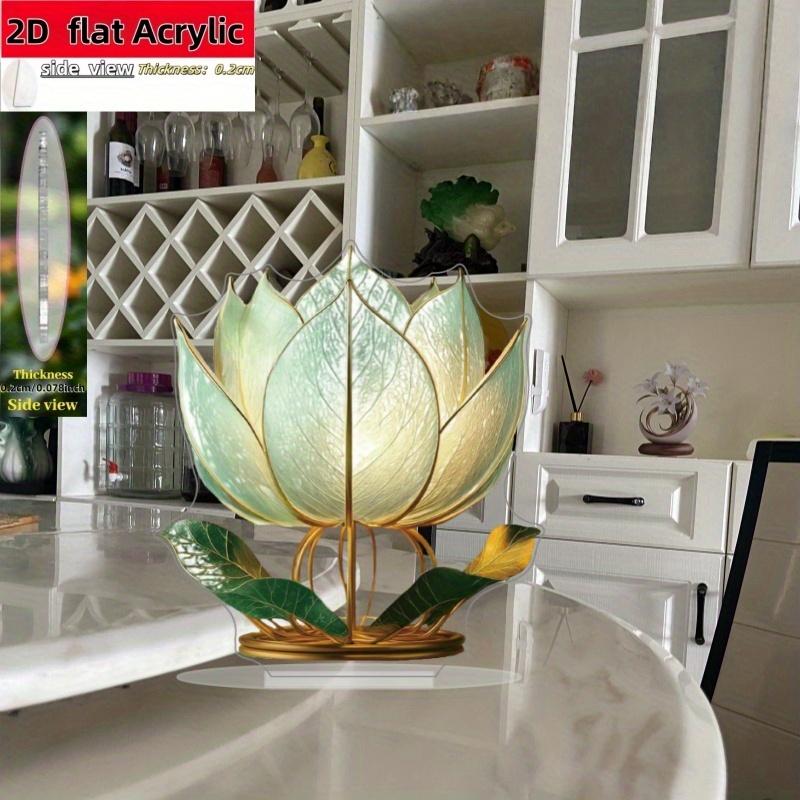2D Flat Lotus Acrylic Desktop Decoration, Floral Design, Suitable for wall Decoration, porch, Room, Villa, accents Home, Hallway, or Workplace - Rusti