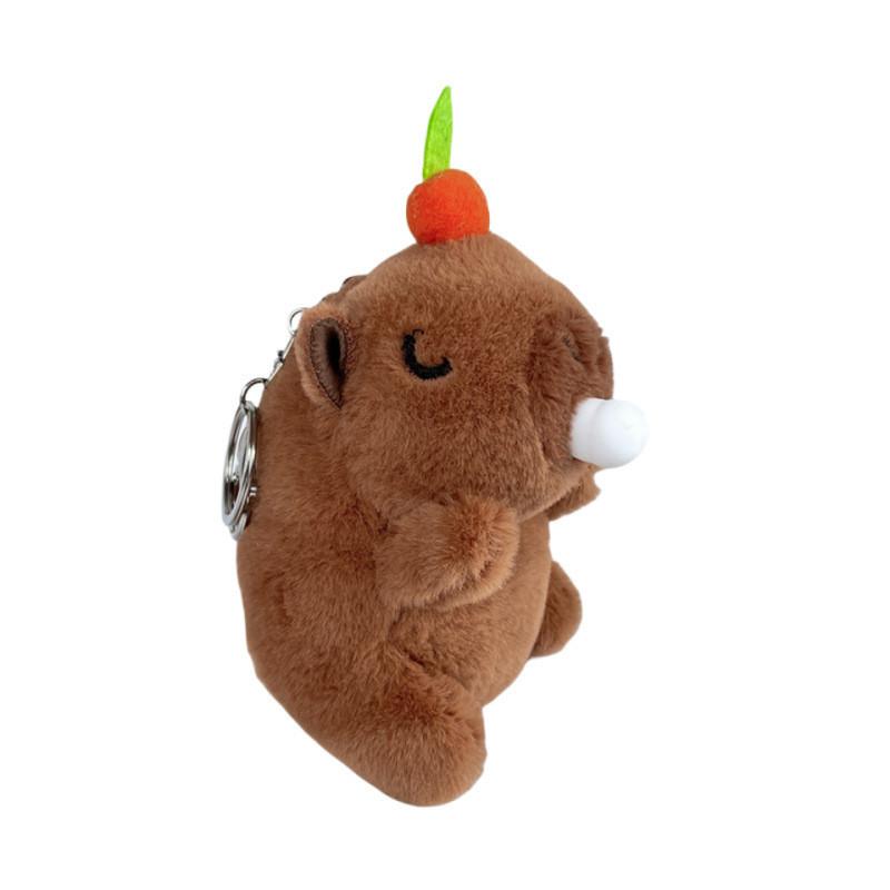 Cute Bubble-blowing Capybara Plush Keychain Soft And Fuzzy Backpack Pendant