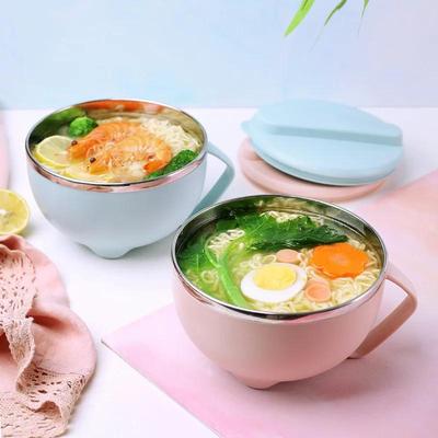304 Stainless Steel Household Instant Noodle Bowl with Lid Lunch Box Eating Student Packed Gadgets Kitchen Tableware Tools