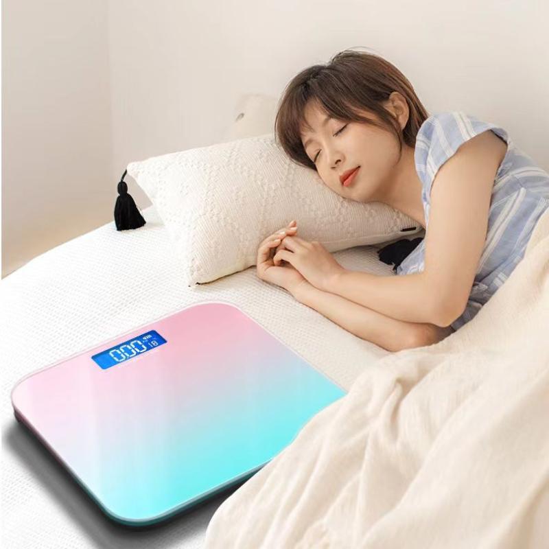 Smart Electronic Health Scale Tempered Glass Surface Lcd Digital Display Gradient Color Multiple Colors Digital Weighing Scale