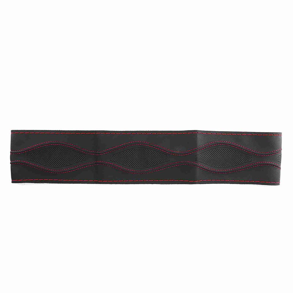 38cm 15in Leather Steering Wheel Wrap Cover Hand Stitching Embossing with Needle and Thread Universal