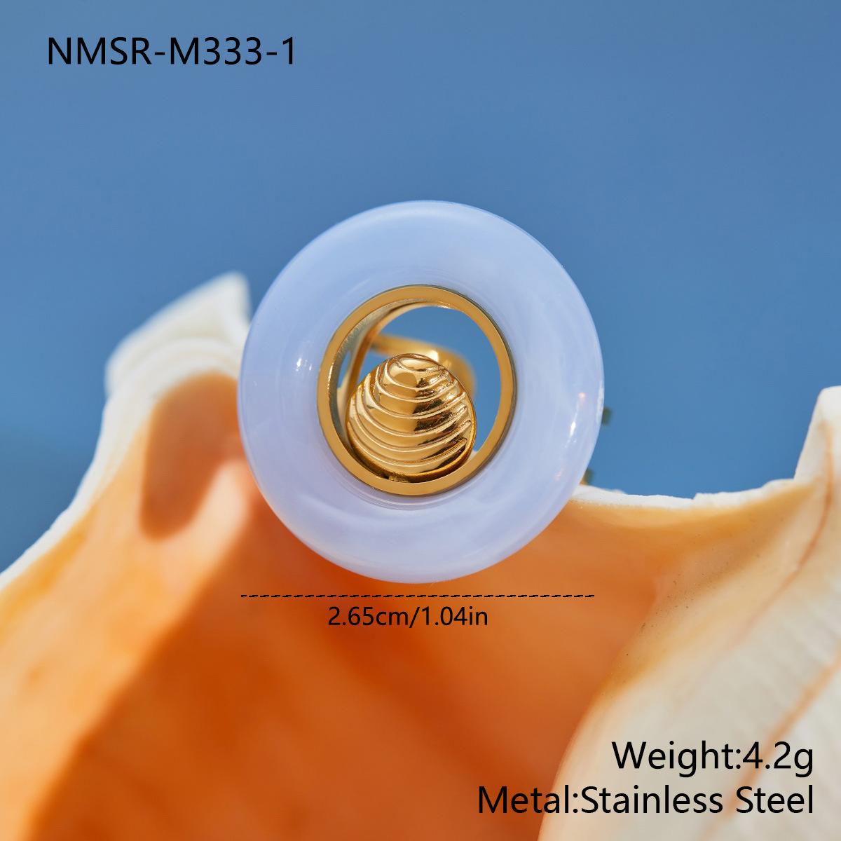 GEMCHIC Women s Stainless Steel Resin Seashell Ring European American Vacation Style Fashion Jewelry