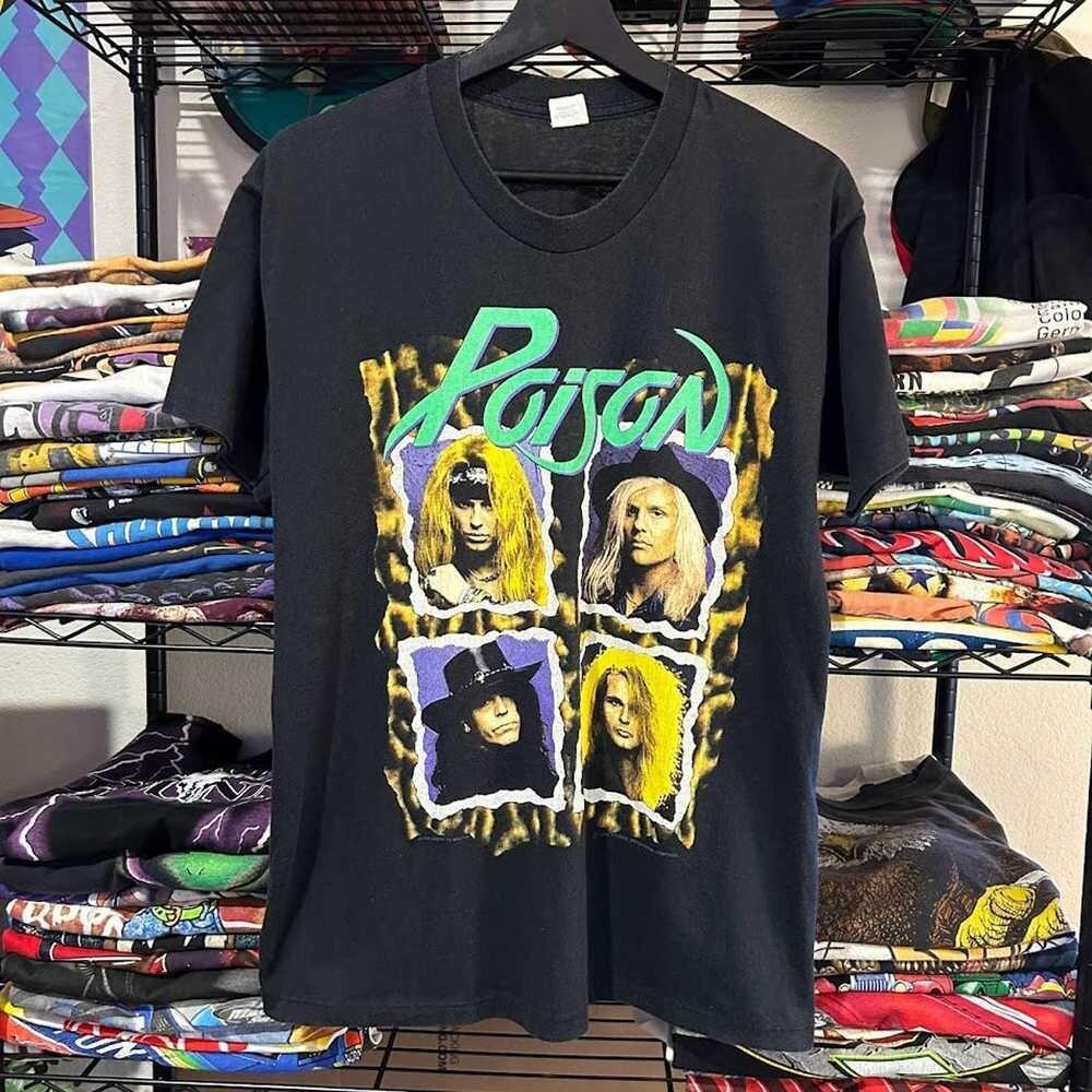 Винтаж Винтаж 1990-х Футболка группы Poison Репринт Унисекс Футболка XXXXL