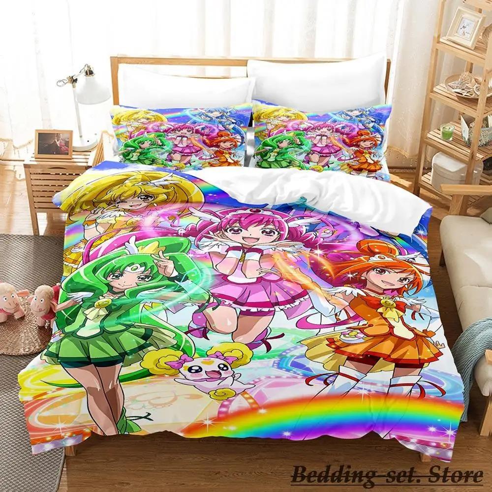

Улыбнитесь, PreCure! Комплект постельного белья Single Twin Full Queen King Size Bed Set Adult Kid Bedroom Duvetcover Sets Anime Parure de lit Bed 70x133cm 2pcs