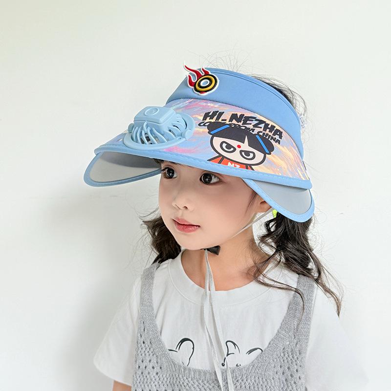 Children's Sun Protection Hat with Fan Boy Summer Outdoor Sky Top Hat Girl Retractable Large Hat Brim Sun Hat