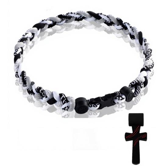 Triple-Rope Baseball Necklace Braided Baseball Necklace Rope Design A черный серый