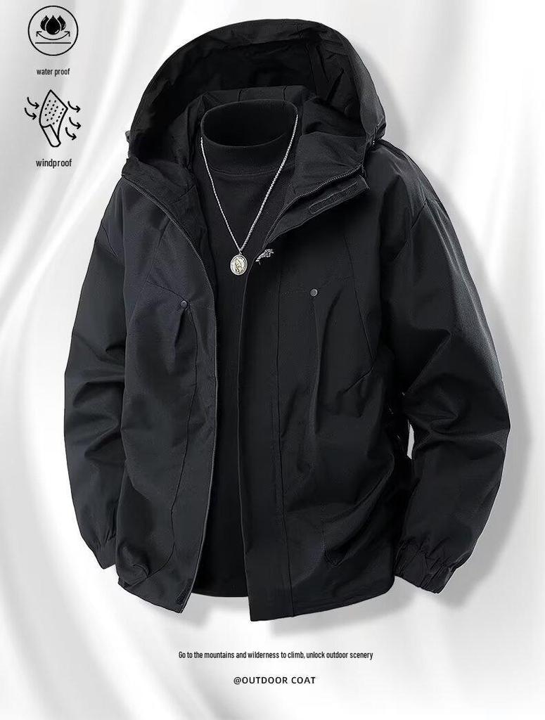 Men's Windproof Waterproof Stain-Resistant Mountaineering Jacket - Outdoor Spring/Autumn Casual Workwear for Climbing