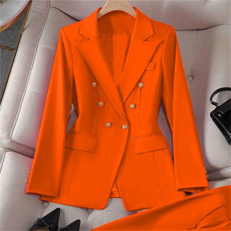 Blazer a tinta unita e a quadri da donna, Giacca da completo in misto cotone poliestere stile urbano, Blazer da pendolare per l'ufficio