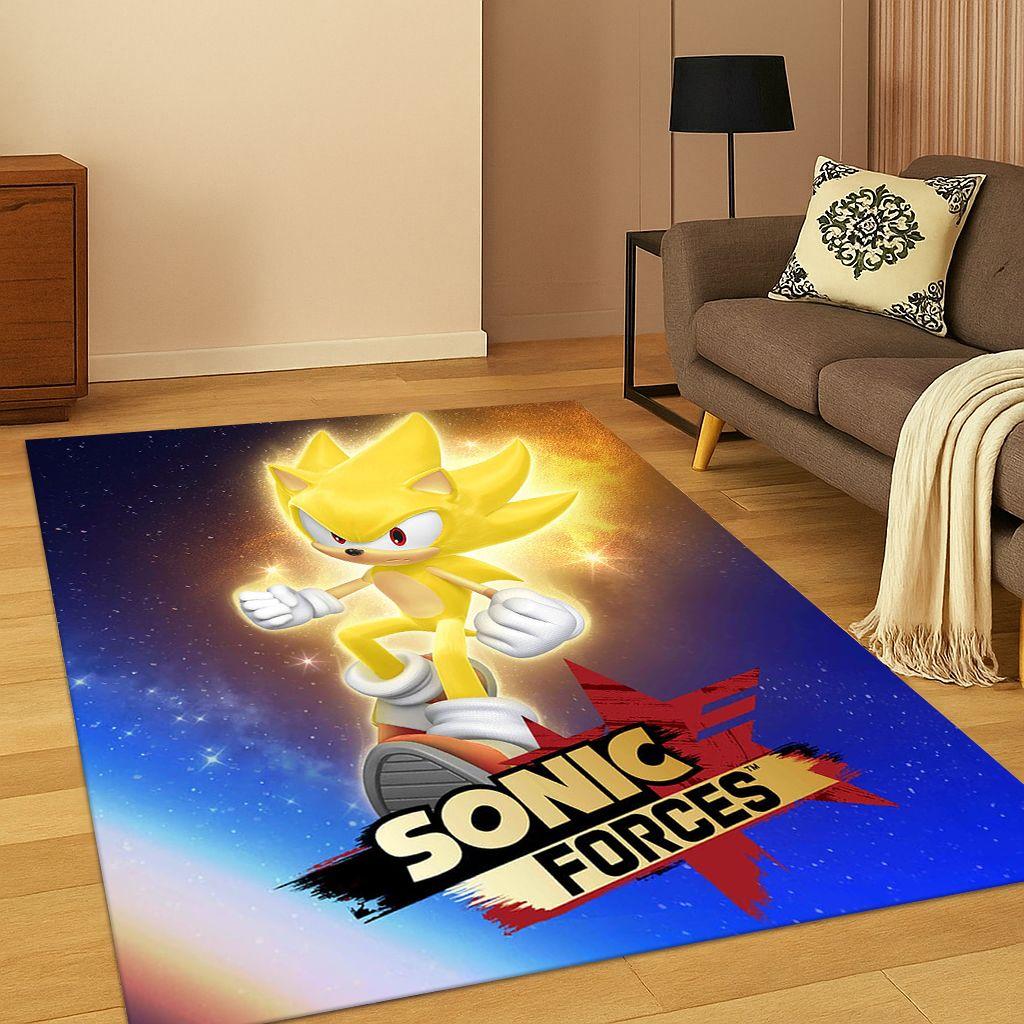 Klasický S-Sonic Hra Kreslený Ježek Koberec Rohož do Ložnice Obývacího pokoje Pohovky Domácí Dekorace, Dětský Koberec Protiskluzová Podložka na Podlahu Dárek