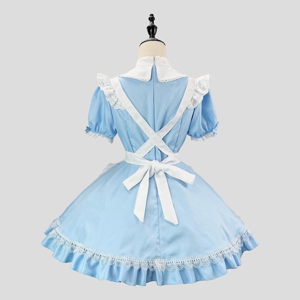 Cute Soft Girl Wind Light Lo Blue and White Alice Maid Outfit Lolita Dress Cos Outfit