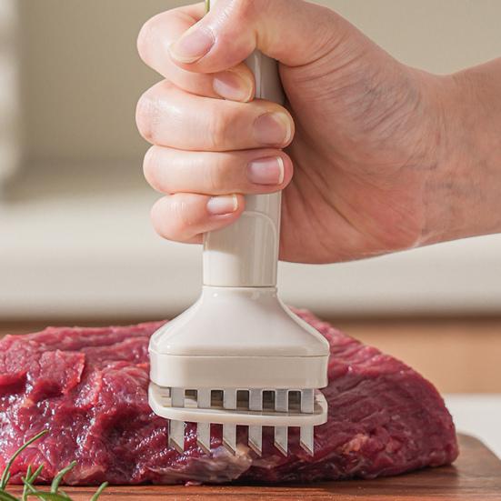 Stainless Steel Meat Tenderizer Hammer Automatic Rebound Meat Tenderizer Tool for Kitchen Family Restaurant Bakery Marinade Absorption Enhancer