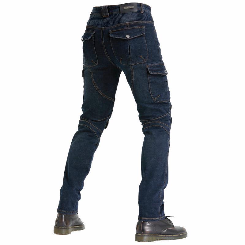 Men's Slim Fit Four Seasons Motorcycle Cargo Pants - Black, Multi-Pocket Riding Jeans