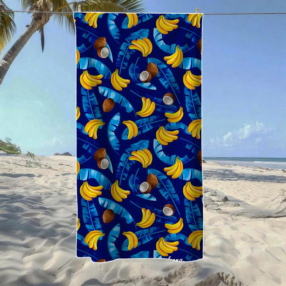

Retro Beach Scene & Coconut Palm Beach Towel,Soft Quick-Drying, Perfect For Portable Outdoor Travel, Camping And Summer Beach W40*H60(CM)