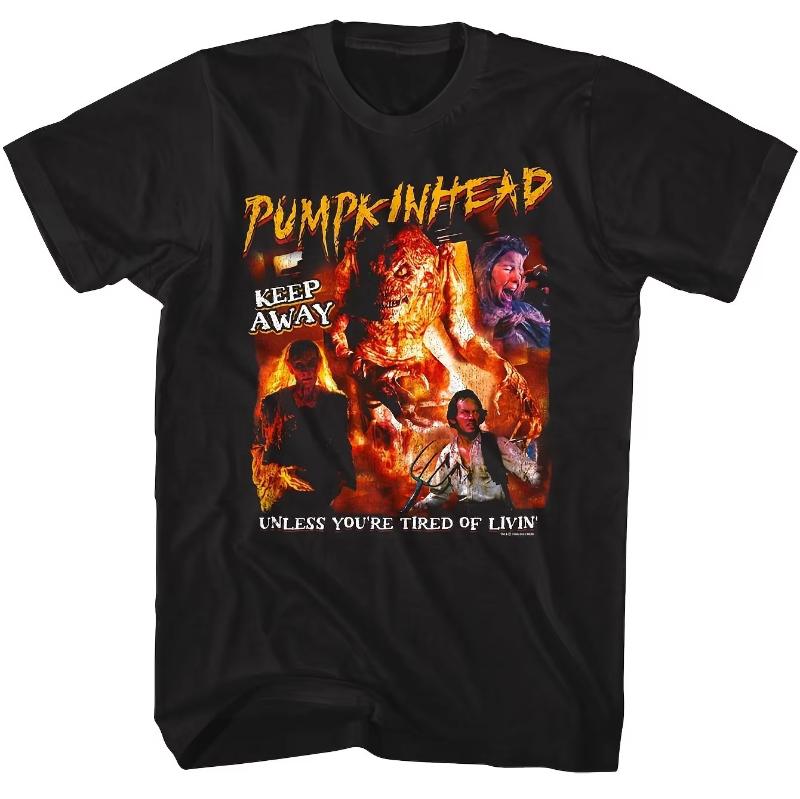 Birthday greeting pattern supernatural movie retro flame retro 80s pumpkin head horror movie Tshirt S