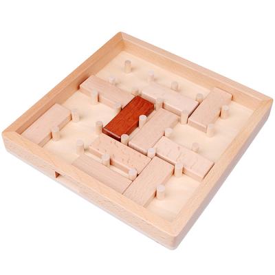 Buchenholz Bewegliches Holzblock Huarong Road Puzzle Gehirn Tischspiele Klassisches Spielzeug für Alle Altersgruppen Intelligenz Puzzle Zollabfertigung